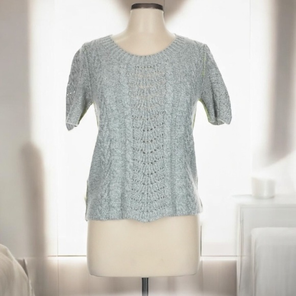 Urban OutFitters Sparkle & Fade Metallic Knit Short Sleeve Sweater | SIZE L - Picture 1 of 6